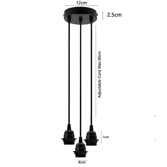 Ceiling E27 DIY Ceiling Rose Light PVC Flex Cluster Pendant Lamp Holder Suspension Set