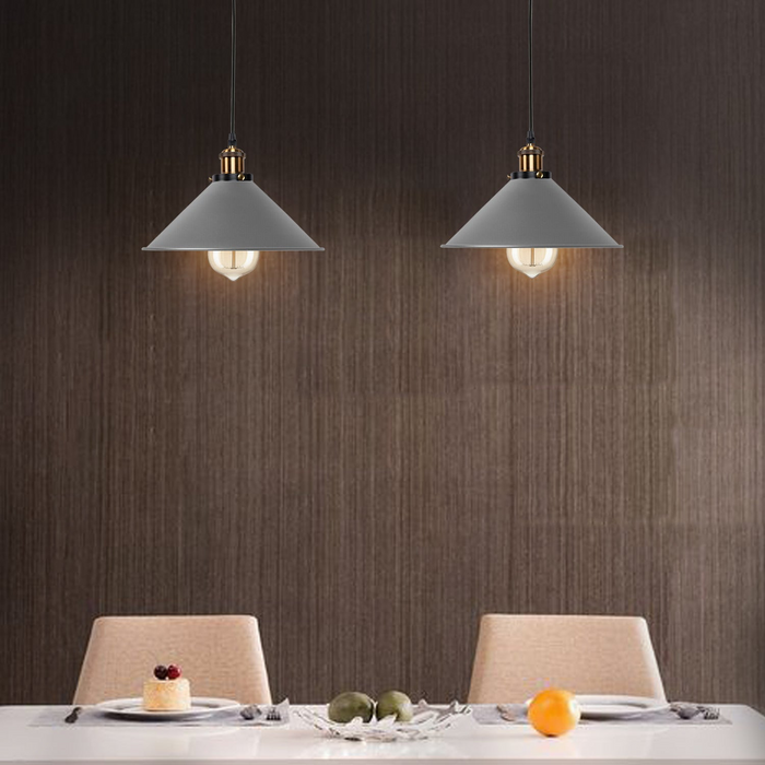 Grey 2 Way Retro Industrial Ceiling E27 Hanging Lamp Pendant Light