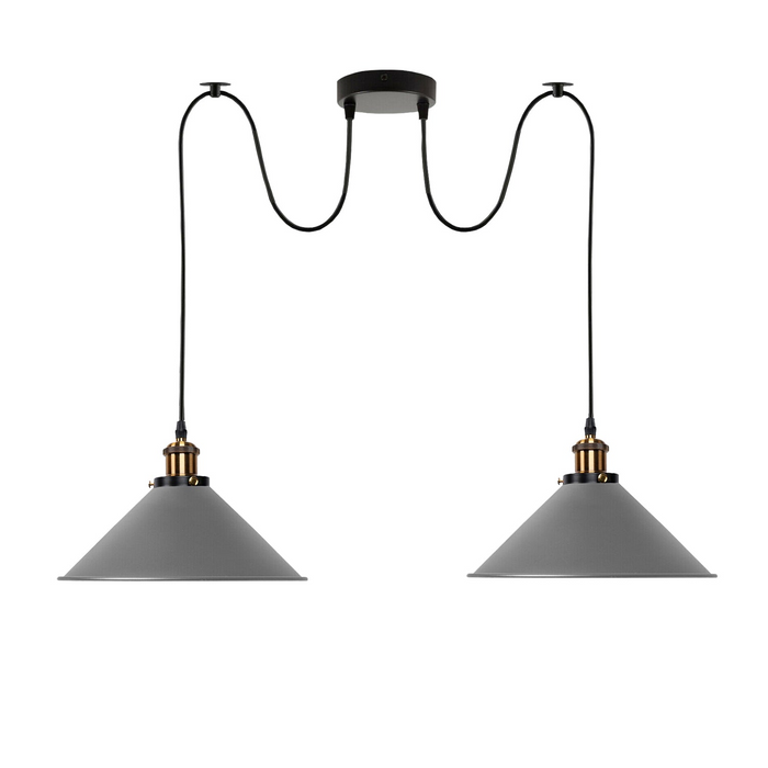 Grey 2 Way Retro Industrial Ceiling E27 Hanging Lamp Pendant Light