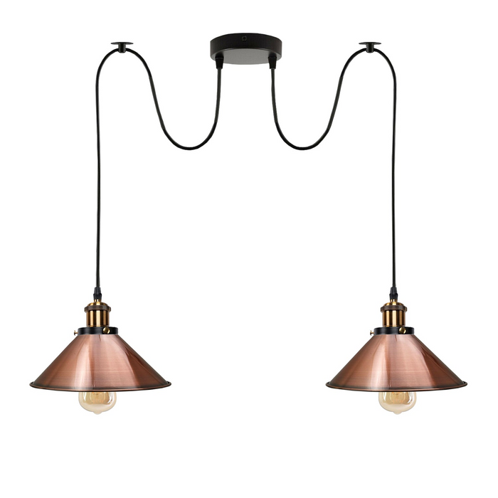 Copper 2 Way Retro Industrial Ceiling E27 Hanging Lamp Pendant Light