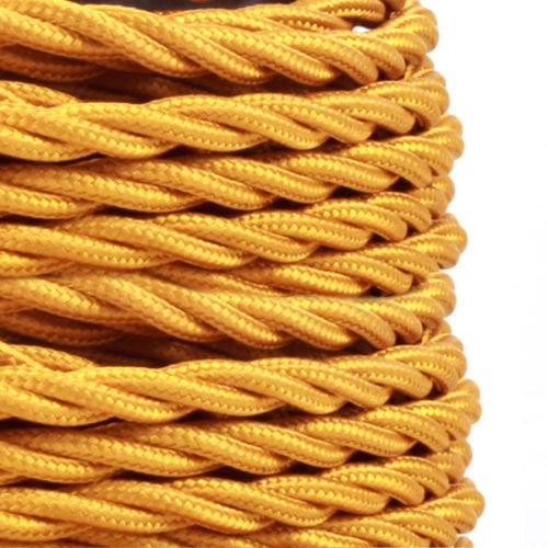 5m Gold 2 Core Twisted Electric Fabric 0.75mm Cable