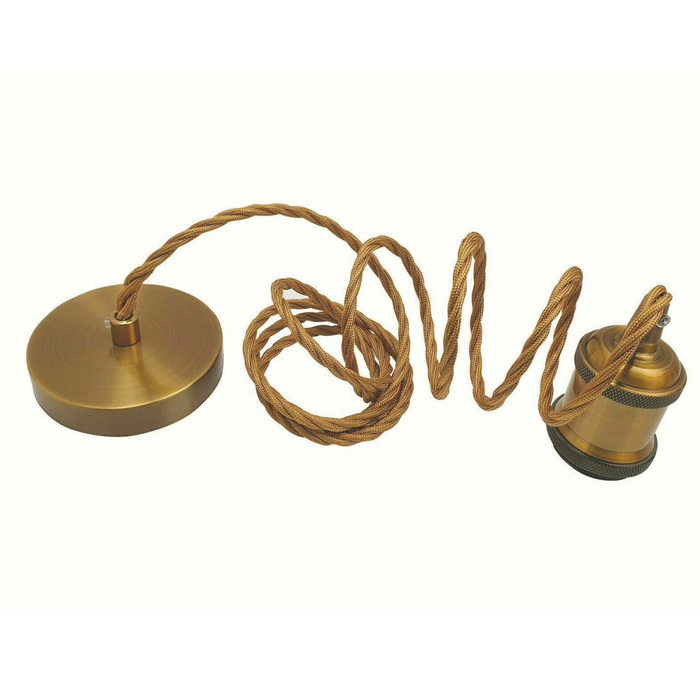 2m Round Cable E27 Base Yellow Brass Holder