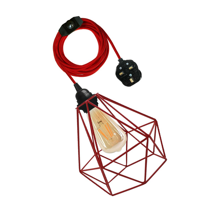 Vintage Fabric Flex Cable Plug in Pendant Lamp Lighting Set E27 Fitting