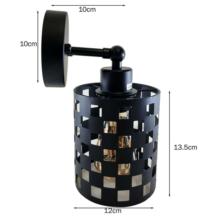 Modern Vintage Industrial Retro Wall Mounted Light Black Sconce with Barrel Cage Lamp Fixture Light UK