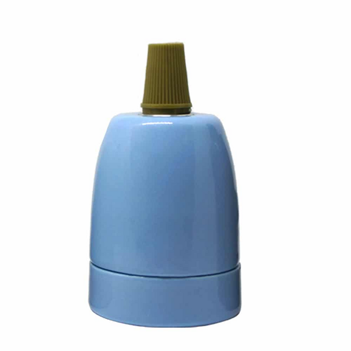 Vintage E27 Blue Bulb Holder Industrial Retro Edison Porcelain Lamp Light Fitting
