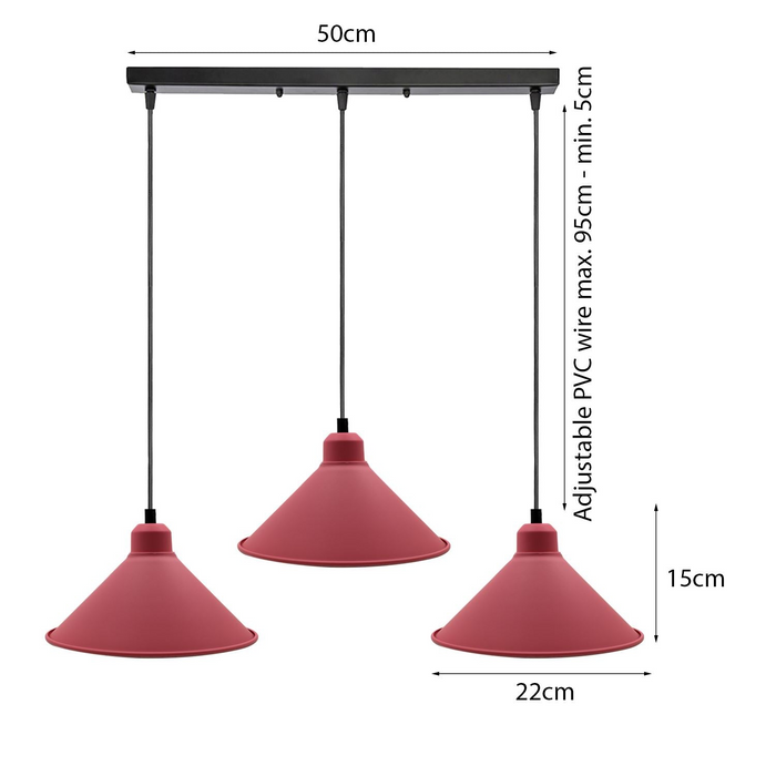 Retro Industrial Hanging Chandelier Ceiling Cone Shade pink colour  Vintage Metal Pendant light