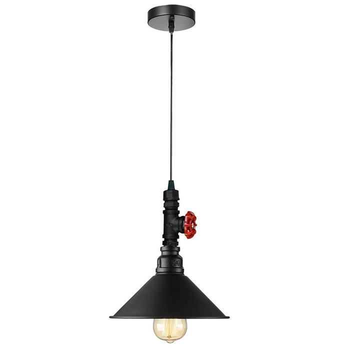 Industrial Vintage Ceiling Pendant Lights Metal Pipe Brushed Colour Lampshades