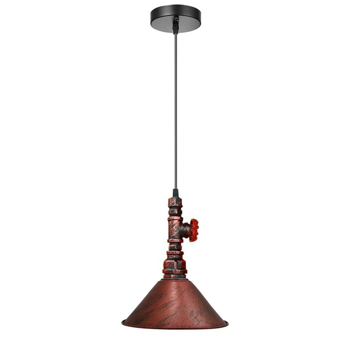 Industrial Vintage Ceiling Pendant Lights Metal Pipe Brushed Colour Lampshades