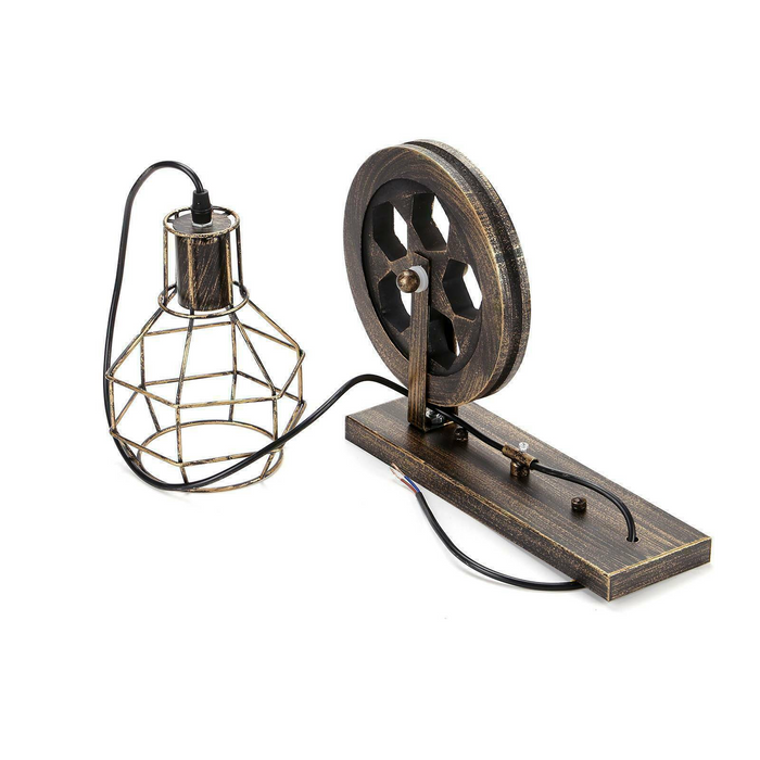 Brushed Copper Vintage Wheel Wall Light Retro Water Pipe Wall Lights Loft