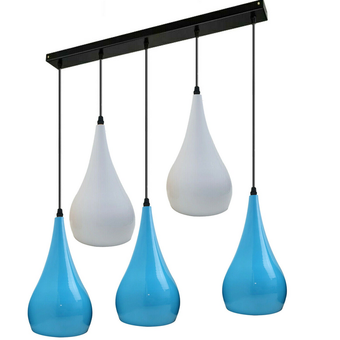 Blue And White Light Pendant Hanging Light Industrial 5 Outlet Pendant