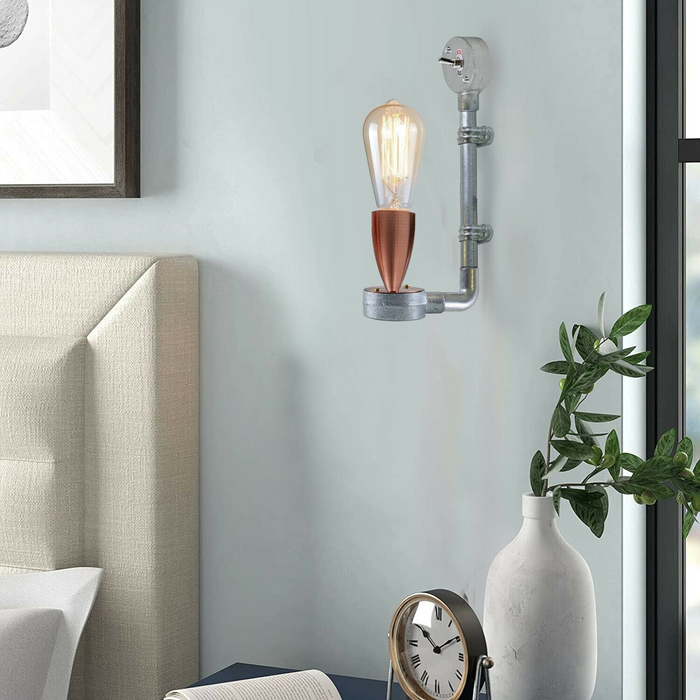 Industrial Retro Stylish Wall Designer Light Galvanized conduit Wall Light