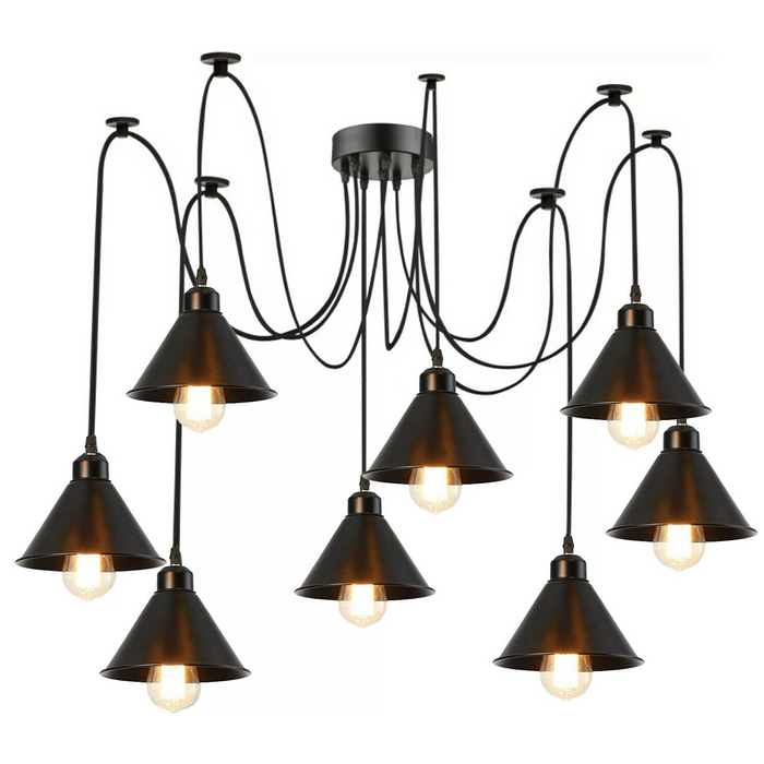 Multi Outlet 8 Way Ceiling Pendant Light For 2m PVC Cable