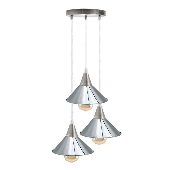 3 Head Industrial Metal Ceiling Colorful Pendant Shade Modern Hanging Retro Light Lamp