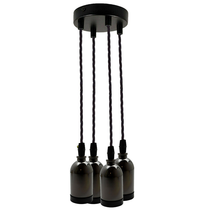 Black Multi Outlet E27 Metal Vintage Hanging Ceiling Pendant Lights