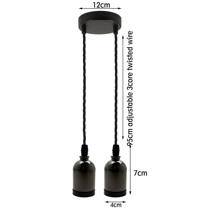 Black Multi Outlet E27 Metal Vintage Hanging Ceiling Pendant Lights