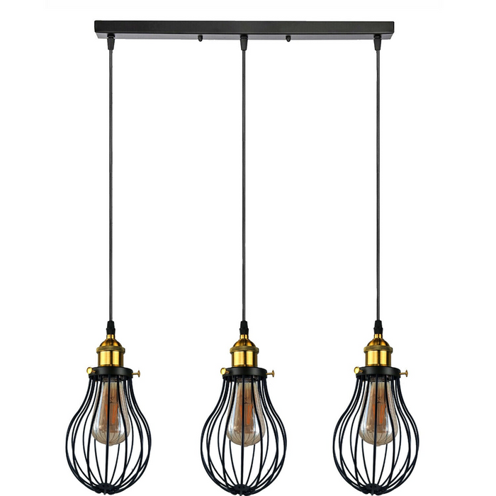 Industrial 3 heads Black hanging Pendant Accessories Ceiling Light Cover Decorative Cage light fixture