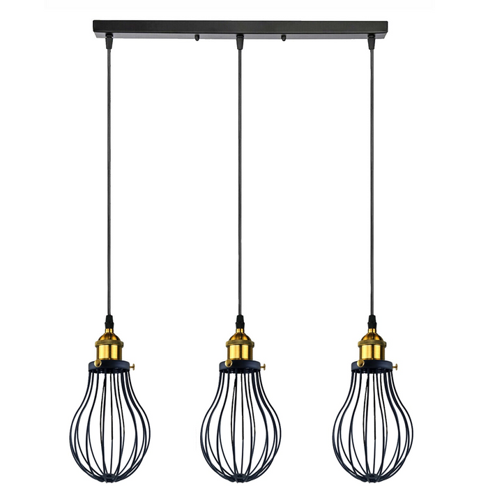 Industrial 3 Way Hanging Pendant Ceiling Light Cover Decorative Cage light fixture