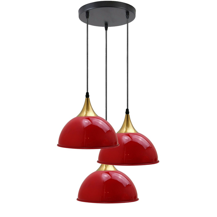 Red 3 Way Vintage Industrial Metal Lampshade Modern Hanging Retro Ceiling Pendant Lights