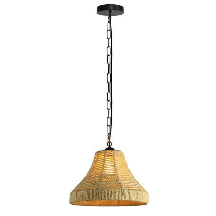 Industrial Bell Shape Ceiling Pendant Light Hemp Rope Hanging Light E27 Lamp Shade