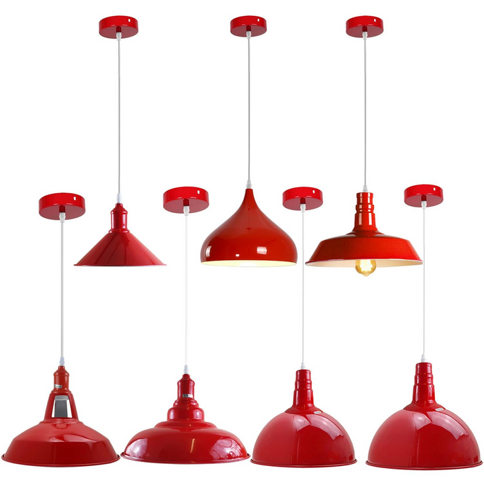 Modern Red Lighting Pendant Shade Metal Retro Bedroom Kitchen Modern Light Style Home
