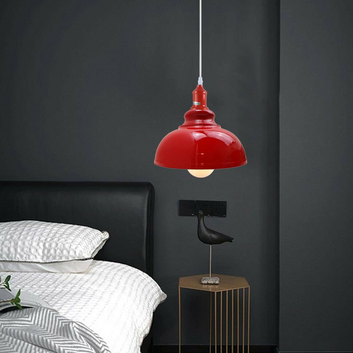Modern Red Lighting Pendant Shade Metal Retro Bedroom Kitchen Modern Light Style Home