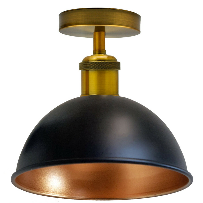 Black Gold Inner Vintage Retro Flush Mount Ceiling Light Rustic Color Metal Lampshade