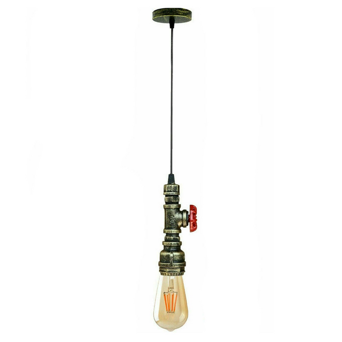 Brushed Brass Color Chandelier Ceiling Light Water Pipe E27 Loft Pendant Light with FREE Bulb