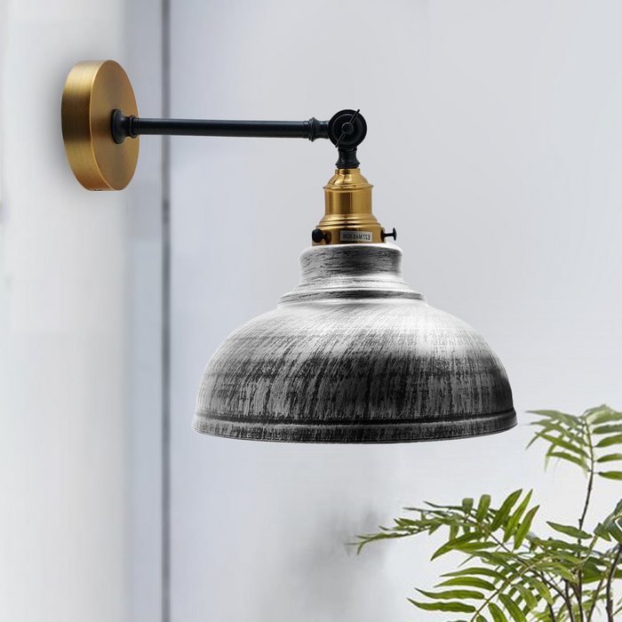 Brushed Silver Metal Curvy Brushed Industrial Wall Mounted Wall Lamp Light