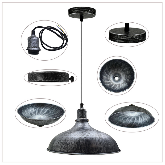 Brushed Silver Industrial Retro Ceiling Pendant Light