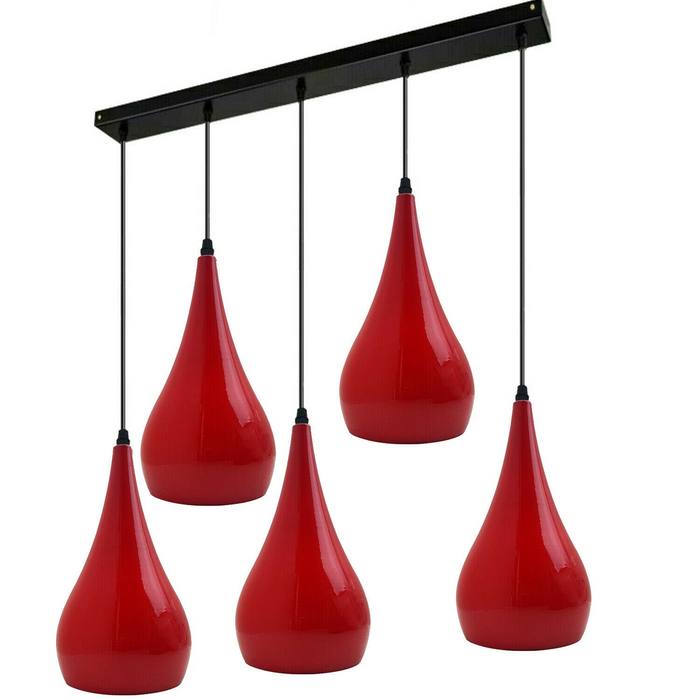 Red 5 Outlet Ceiling Light Fixtures Black Hanging Pendant Lighting