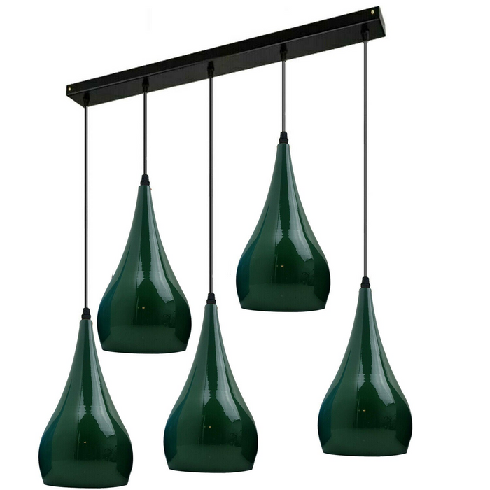 Green 5 Outlet Ceiling Light Fixtures Black Hanging Pendant Lighting
