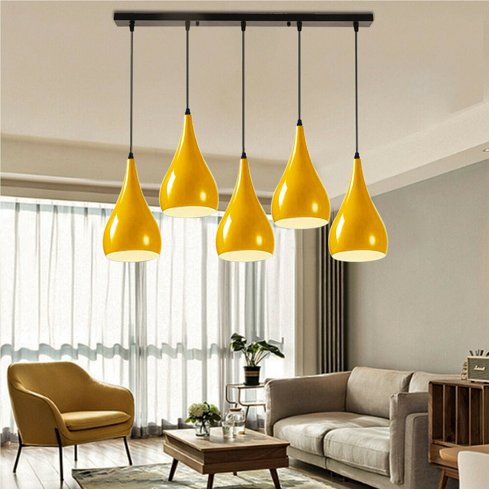 Yellow 5 Outlet Ceiling Light Fixtures Black Hanging Pendant Lighting