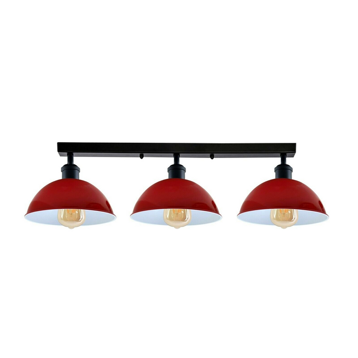 Industrial Steam Punk Red 3 Way Over Table Light Indoor Ceiling Hanging Light Metal