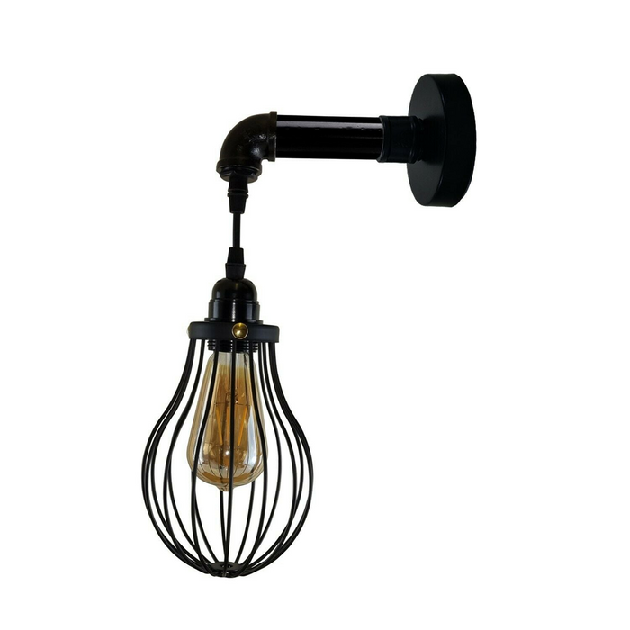 Industrial Vintage Retro Pipe Sconces Wall Light  dome black Cage Modern E27 UK
