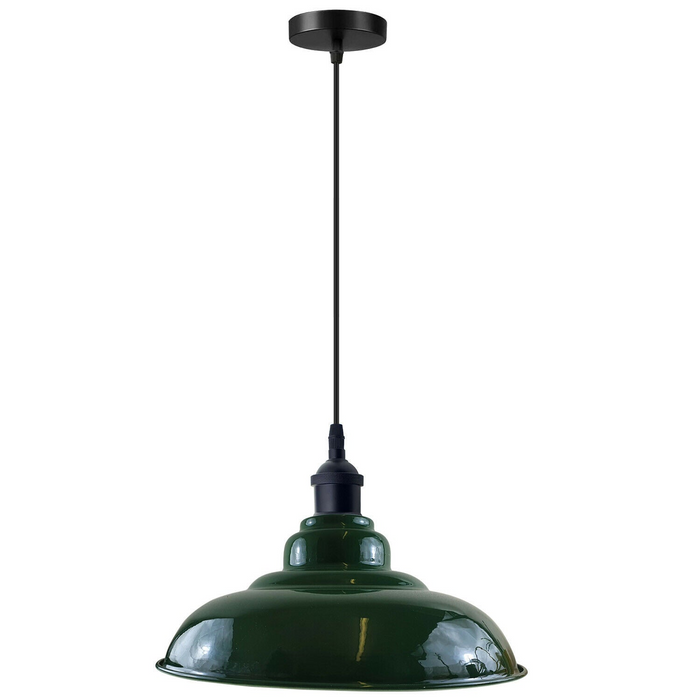 LEDSone industrial Vintage  32cm  Green Pendant Retro Metal Lamp Shade E27 Uk Holder