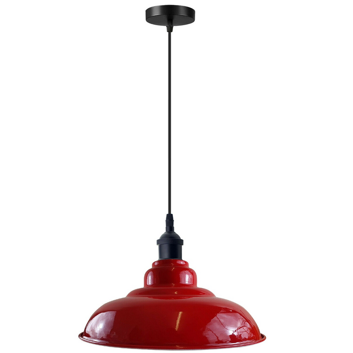 Industrial Vintage  32cm  Red Pendant Retro Metal Lamp Shade E27 Uk Holder