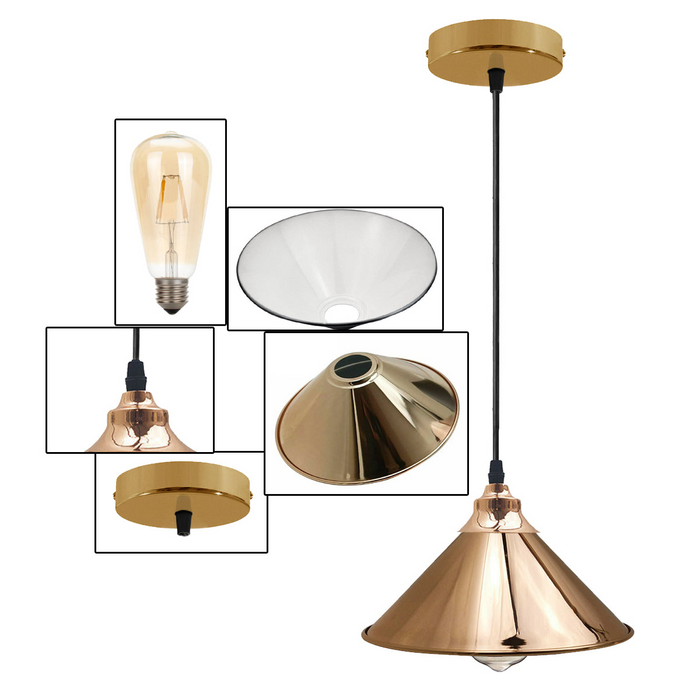 French Gold Pendant Lights Gold Ceiling Lights Metal Industrial Light Shade