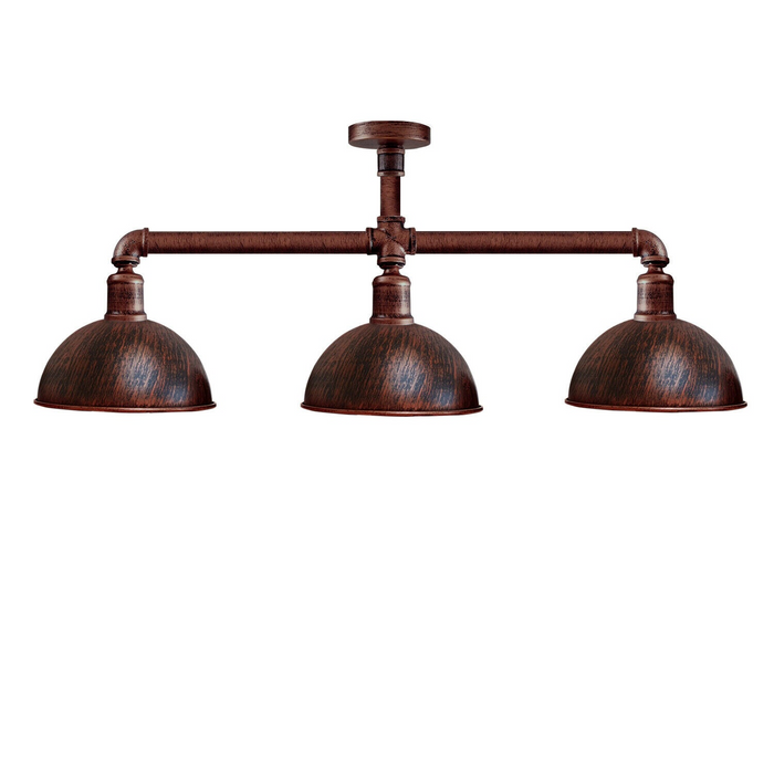 Industrial Retro Texas Style Pipe Lights Semi Flush Rustic Red Metal Ceiling Lamp Shade E27