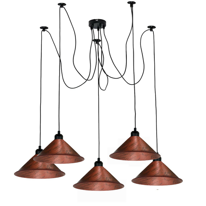 Modern Industrial Rustic Red Spider Ceiling Pendant Light Metal Cone Shade Indoor Hanging Light