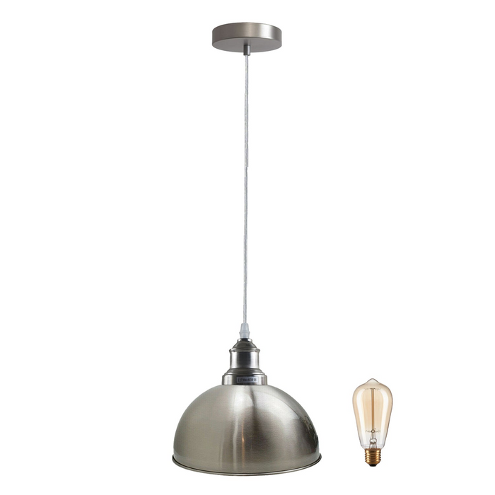 Pendant Lighting Metal Industrial Vintage Hanging Ceiling, Satin Nickel, for Kitchen Home Lighting