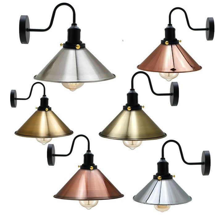 Vintage Industrial Metal Cone Shade Lighting Indoor Wall Sconce Light Fittings