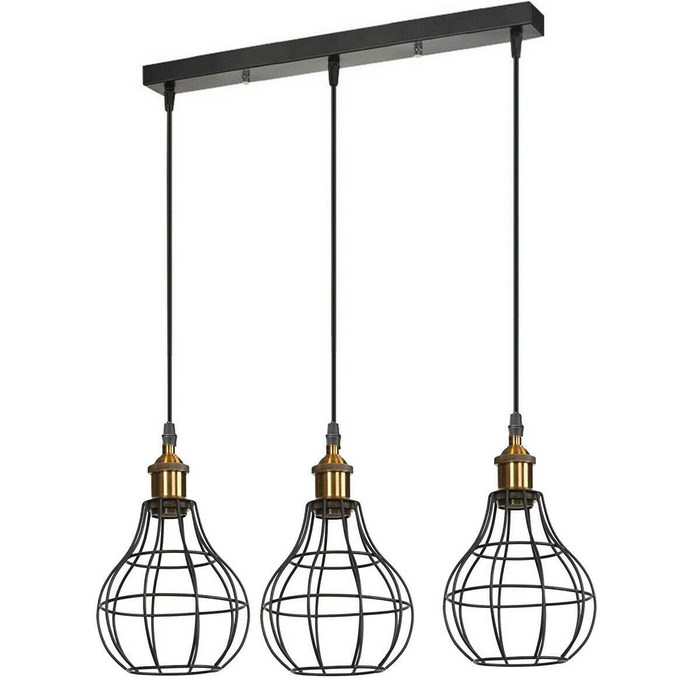 Vintage Modern Industrial Wire Cage Style Retro Ceiling Pendant Light 3 Head Ceiling Lamp