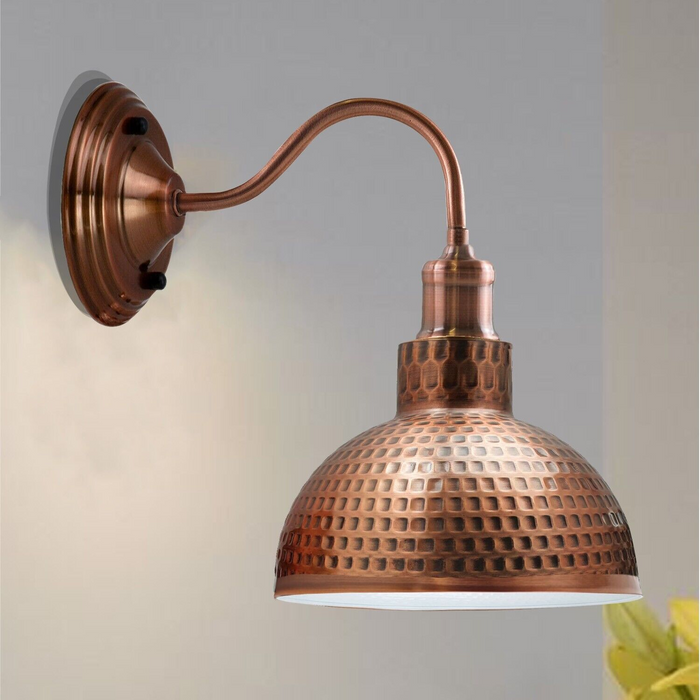 Vintage Retro Industrial Copper colour Metal Lampshade Sconce Wall Lights UK Holder