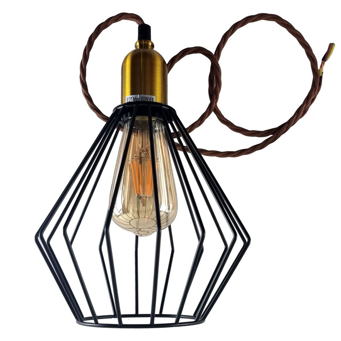 Vintage Retro Ceiling Pendant Light Fitting Wire Cage Lampshades, E27 Holder
