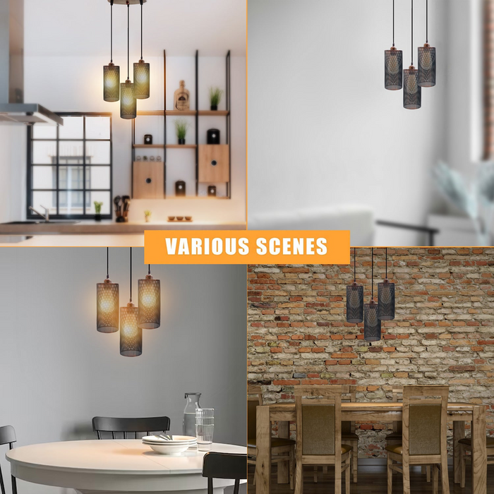 Industrial vintage Retro3 way Round ceiling Various colours cage pendant light E27 Uk Holder