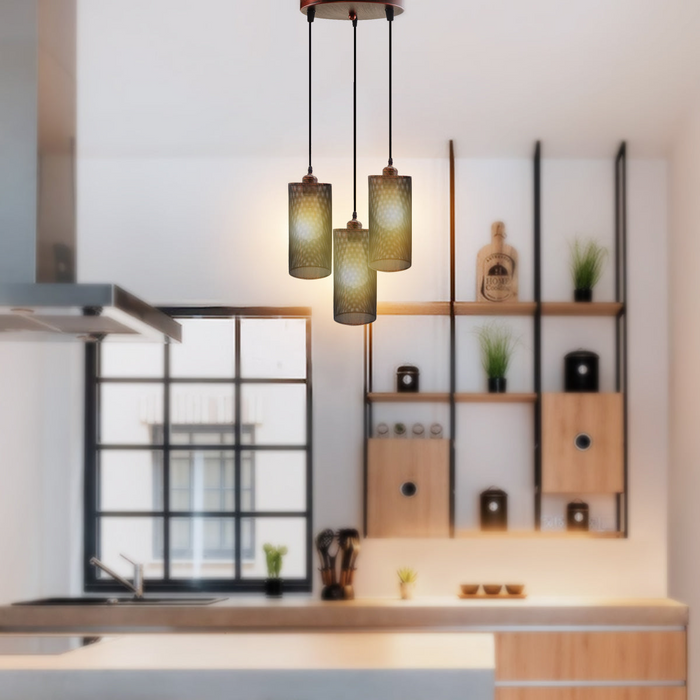 Industrial vintage Retro3 way Round ceiling Various colours cage pendant light E27 Uk Holder