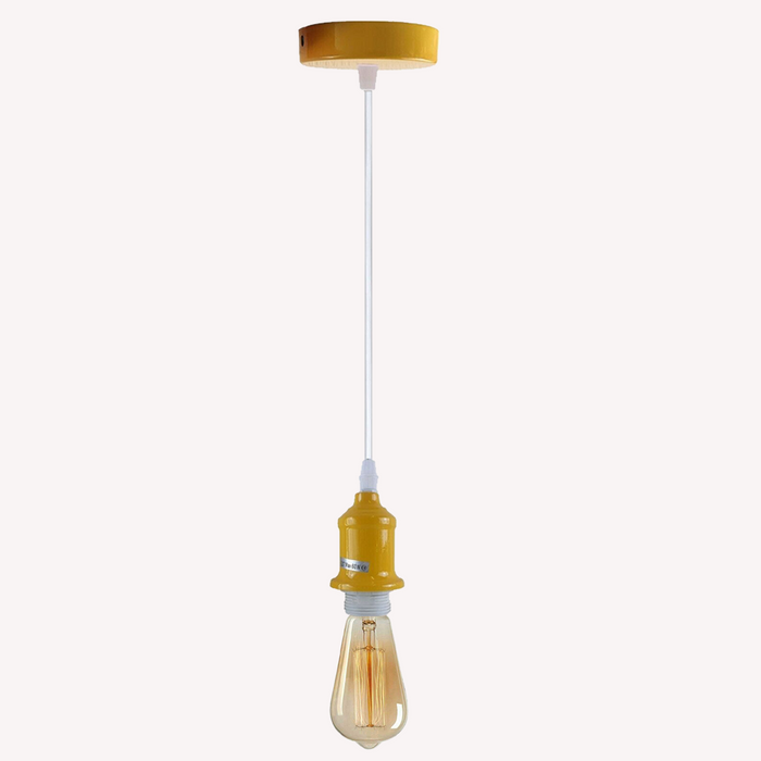 Industrial Vintage Yellow Ceiling Light Fitting E27 Pendant Holder