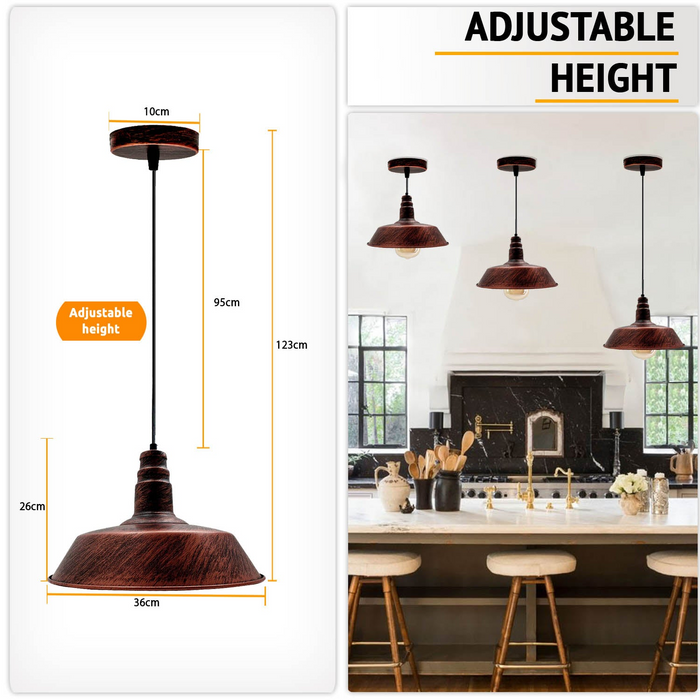 Industrial Vintage Retro Barn slotted shape Rustic Red Metal Ceiling Pendant Lights E27~3991