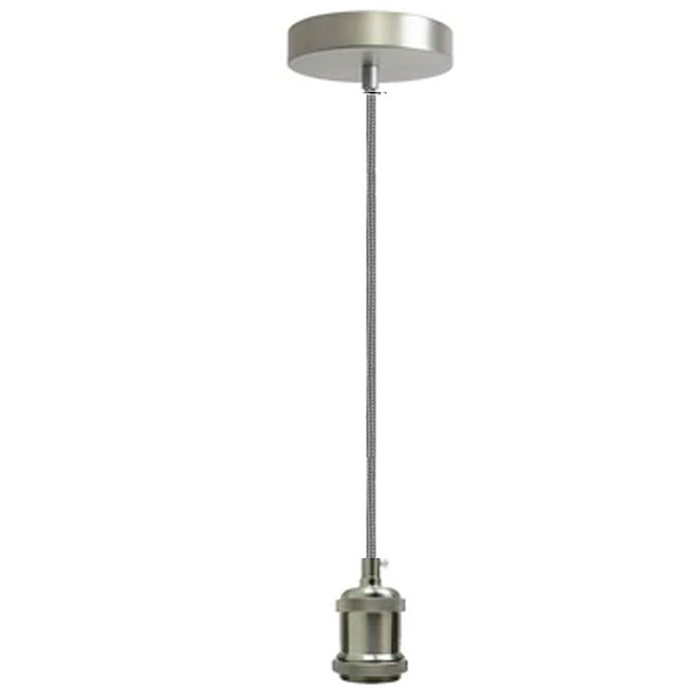 1m Black & white Round Cable With Satin Nickel Pendant Holder with assembling