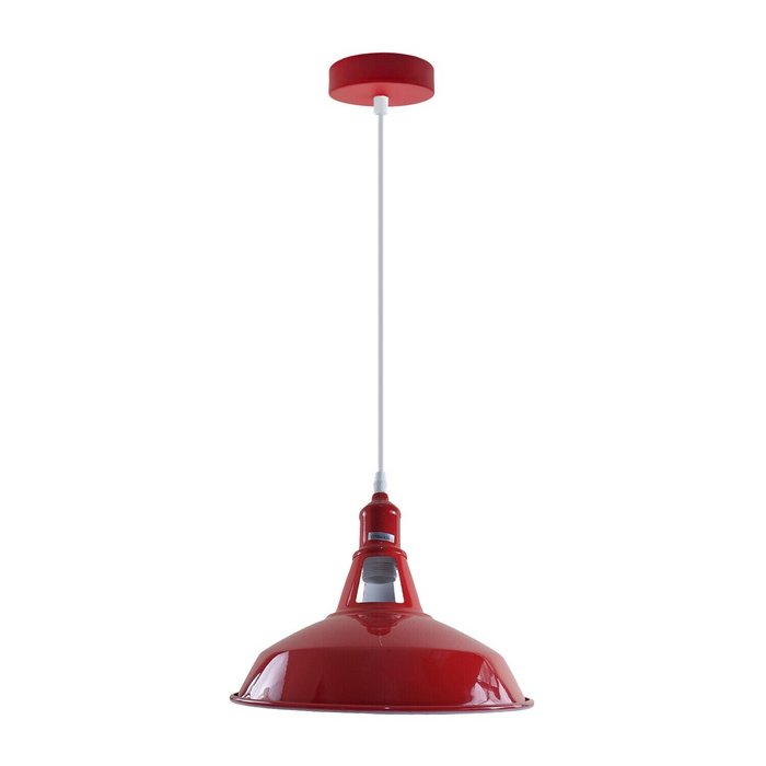 Industrial Vintage Modern Metal Retro  E27 Ceiling Red Barn Slotted Pendant Shade